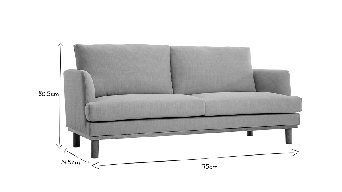 Sofá nórdico 3 plazas beige HOBART Miliboo