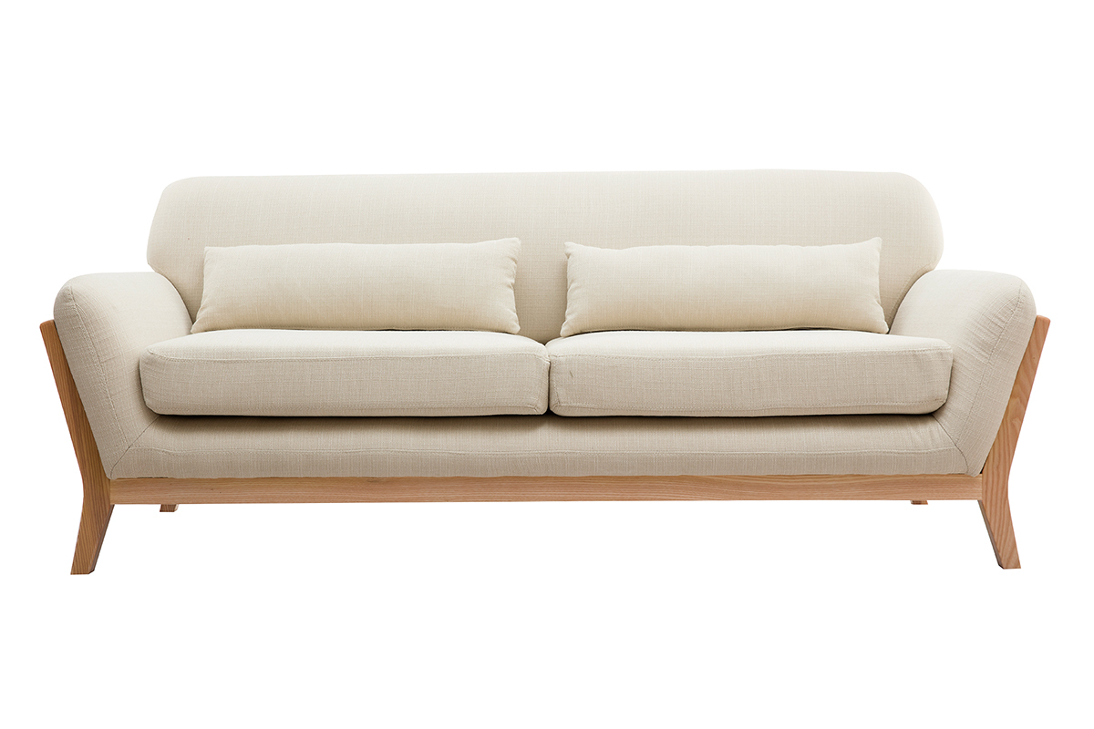 Sof nrdico 3 plazas beige patas madera YOKO