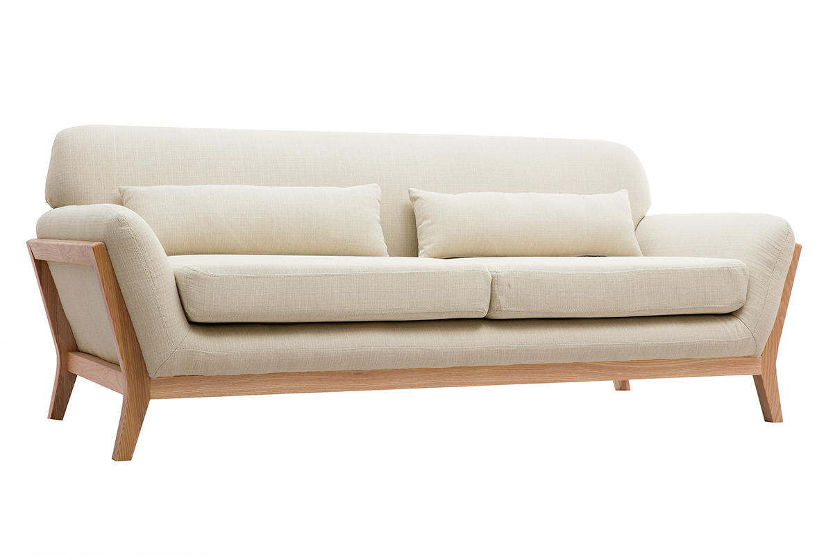 Sof nrdico 3 plazas beige patas madera YOKO