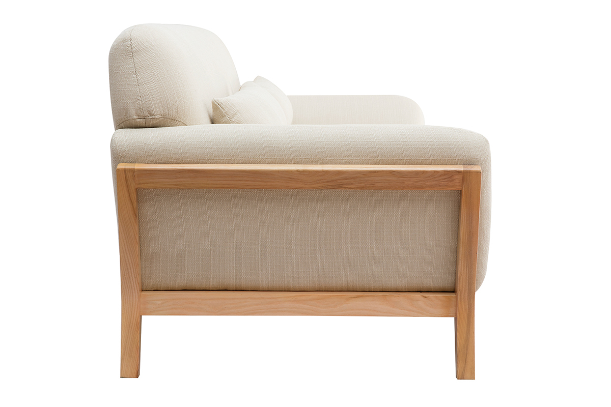 Sof nrdico 3 plazas beige patas madera YOKO