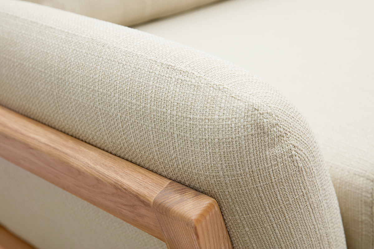 Sof nrdico 3 plazas beige patas madera YOKO
