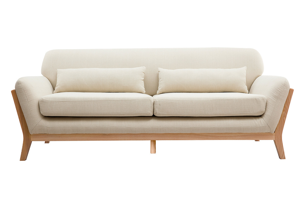 Sof nrdico 3 plazas beige patas madera YOKO