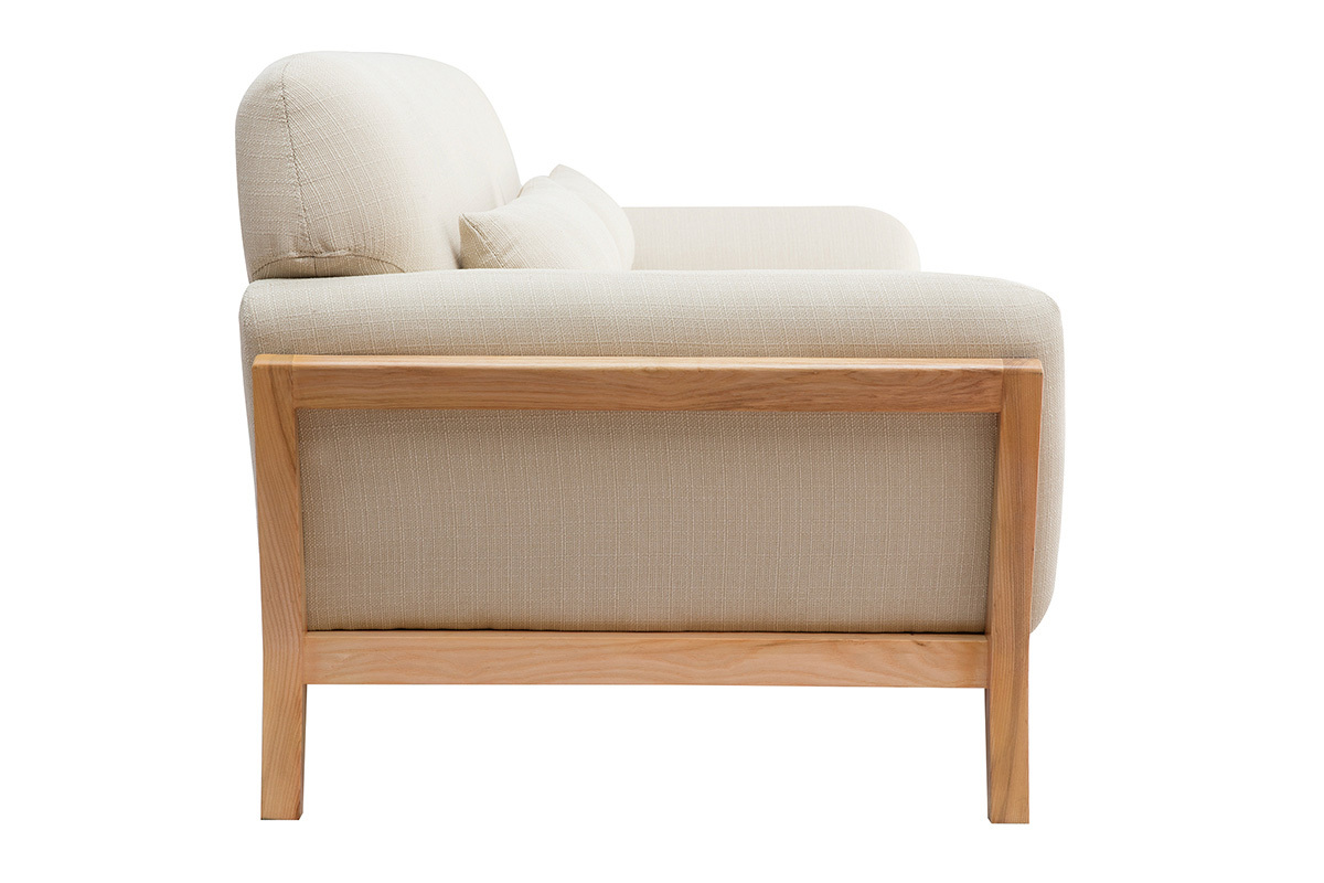 Sof nrdico 3 plazas beige patas madera YOKO