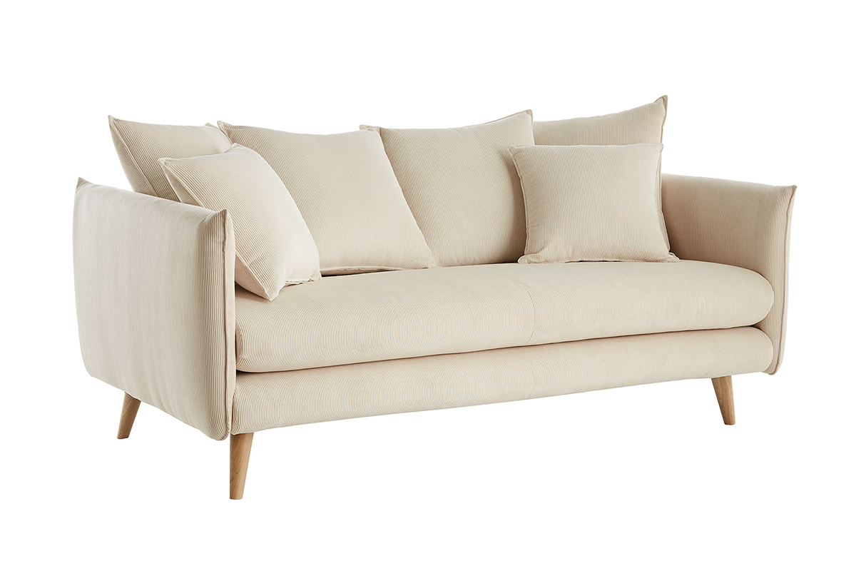 Sof nrdico 3plazas de pana beige OLYMPIA