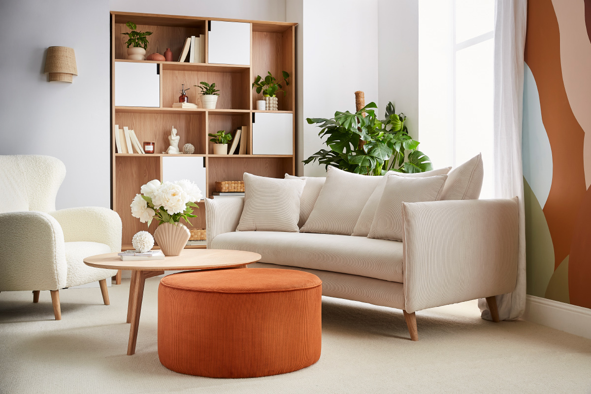 Sof nrdico 3plazas de pana beige OLYMPIA