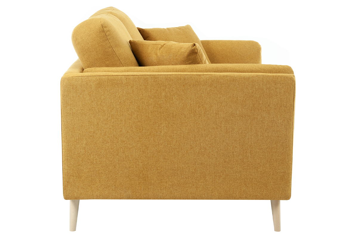 Sof nrdico 3 plazas de tela amarillo comino y madera clara VOGUE