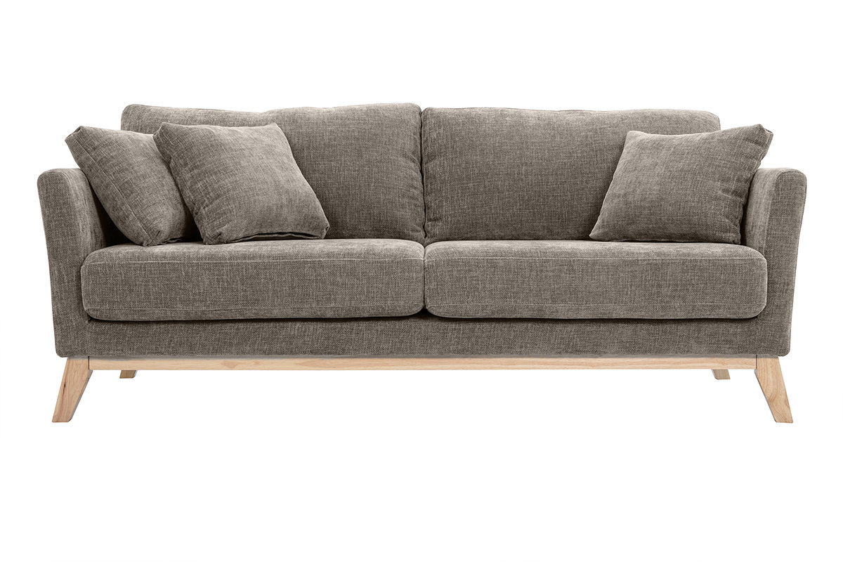 Sof nrdico 3 plazas desenfundable beige y patas madera OSLO