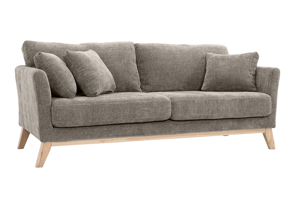 Sof nrdico 3 plazas desenfundable beige y patas madera OSLO