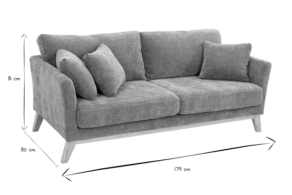 Sof nrdico 3 plazas desenfundable beige y patas madera OSLO