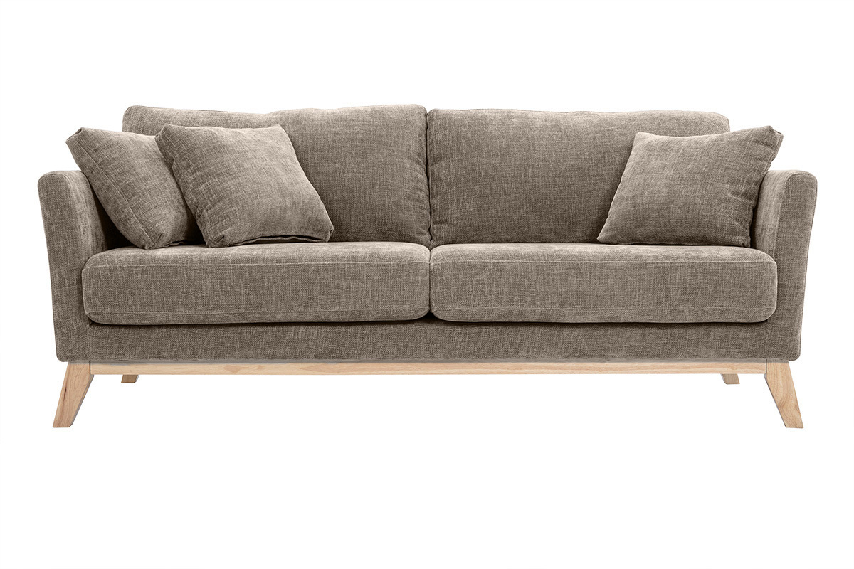 Sof nrdico 3 plazas desenfundable beige y patas madera OSLO