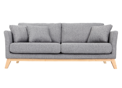 Sofá nórdico 3 plazas gris claro desenfundable patas madera OSLO - Sofá nórdico 3 plazas gris claro desenfundable patas madera OSLO