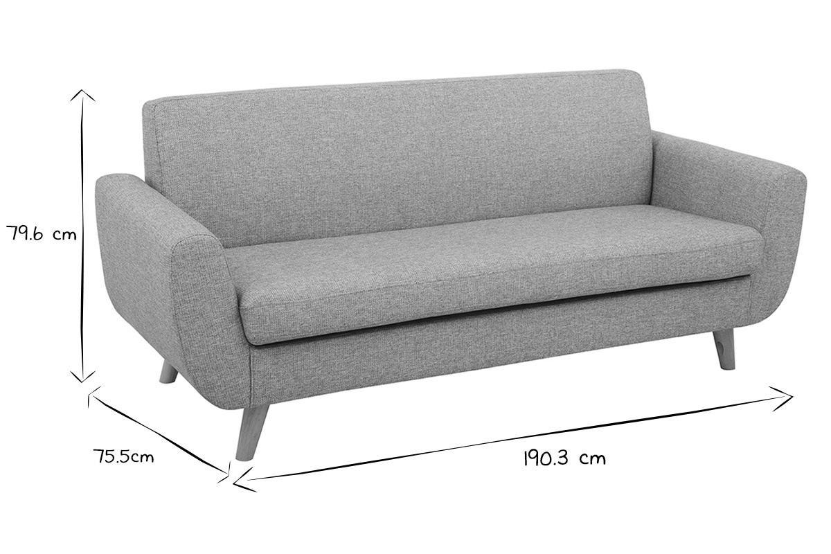Sof nrdico 3 plazas gris claro y madera PURE