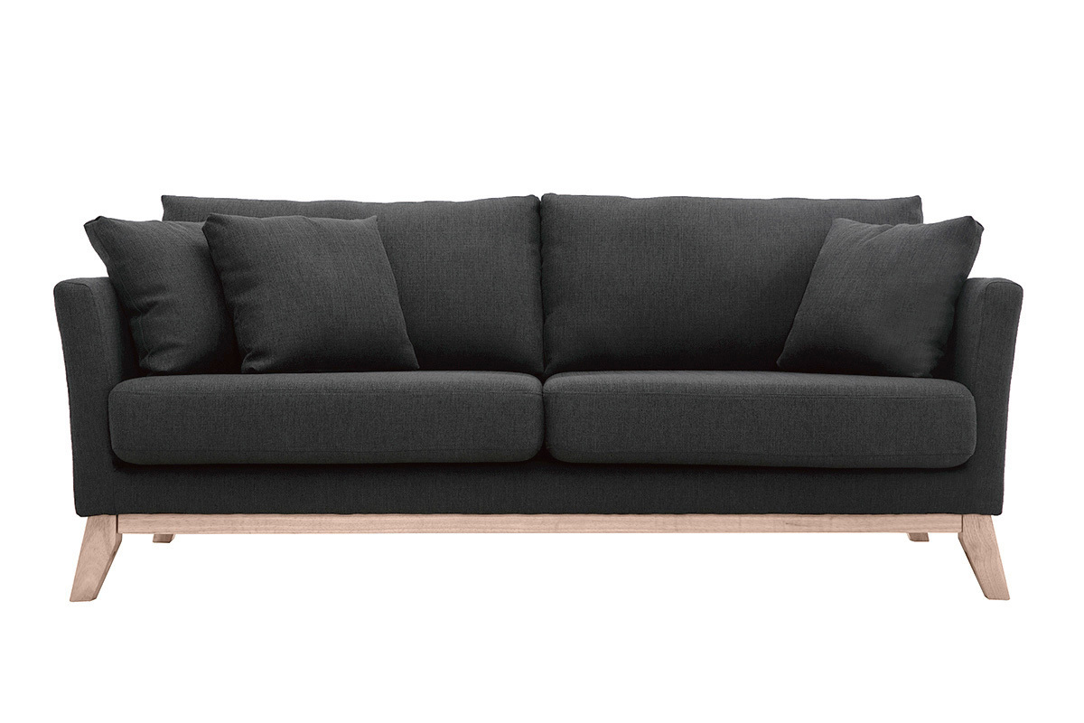 Sof nrdico 3 plazas gris oscuro desenfundable patas madera OSLO