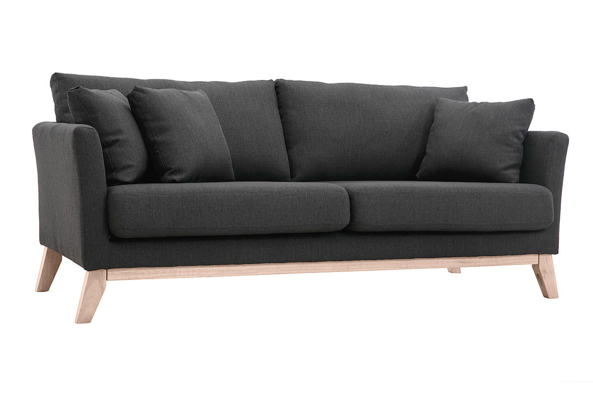 Sof nrdico 3 plazas gris oscuro desenfundable patas madera OSLO