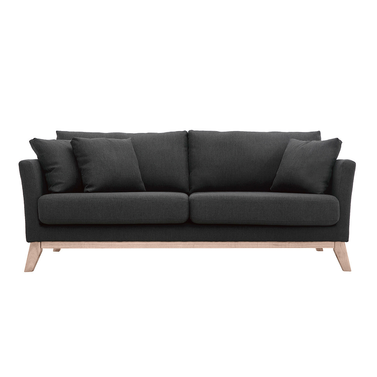 Sofá nórdico 3 plazas gris oscuro desenfundable patas madera OSLO