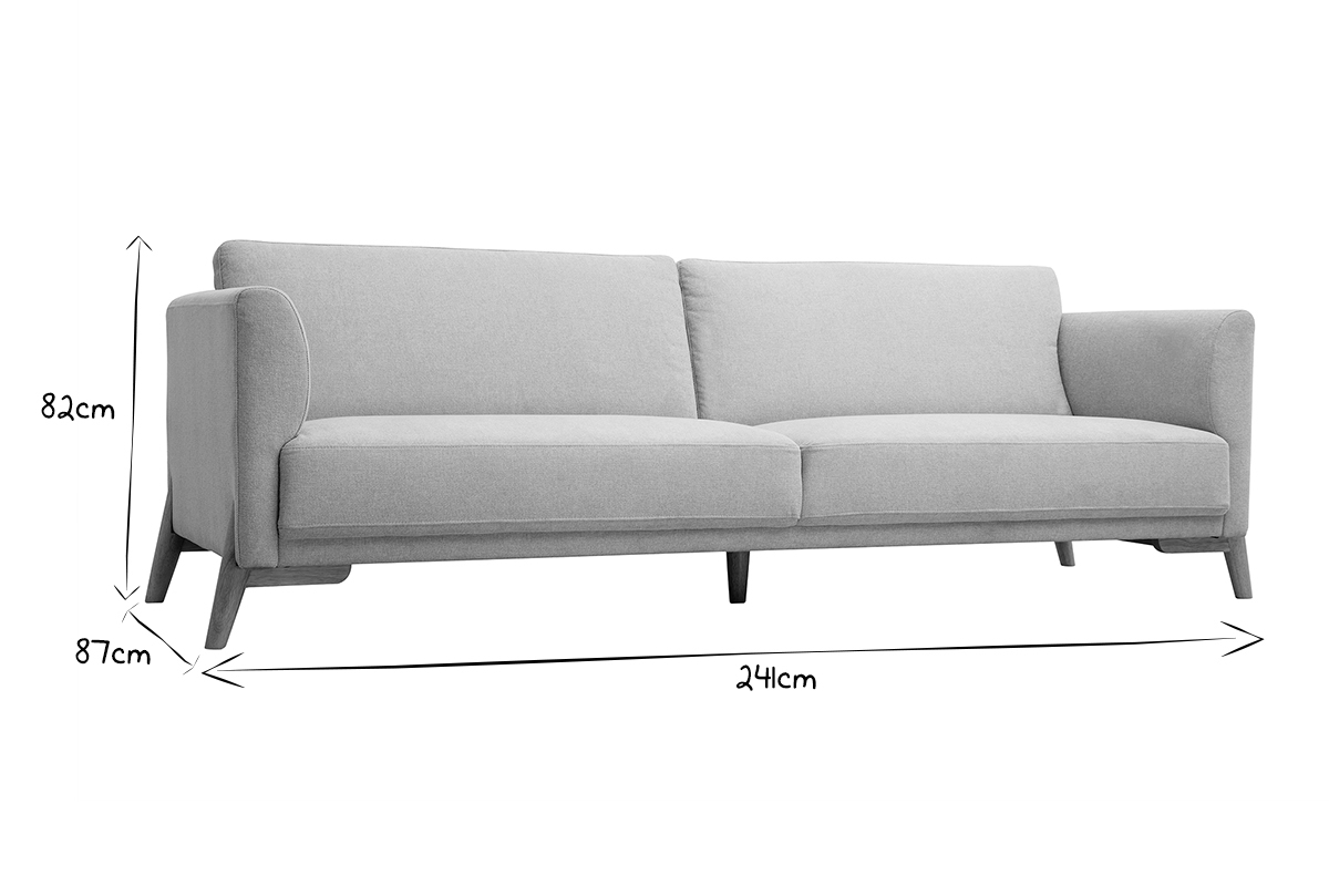 Sof nrdico 4 plazas de tejido efecto aterciopelado texturizado beige y madera clara SINDRO