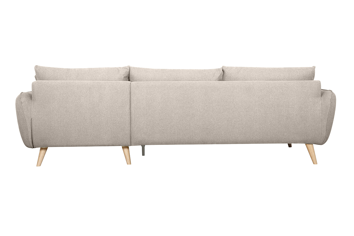 Sof nrdico chaise longue a la derecha 5 plazas de tela beige natural y madera clara CREEP