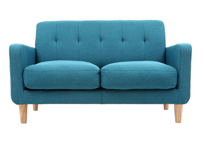 Sofá nórdico tejido azul petróleo 2 plazas LUNA