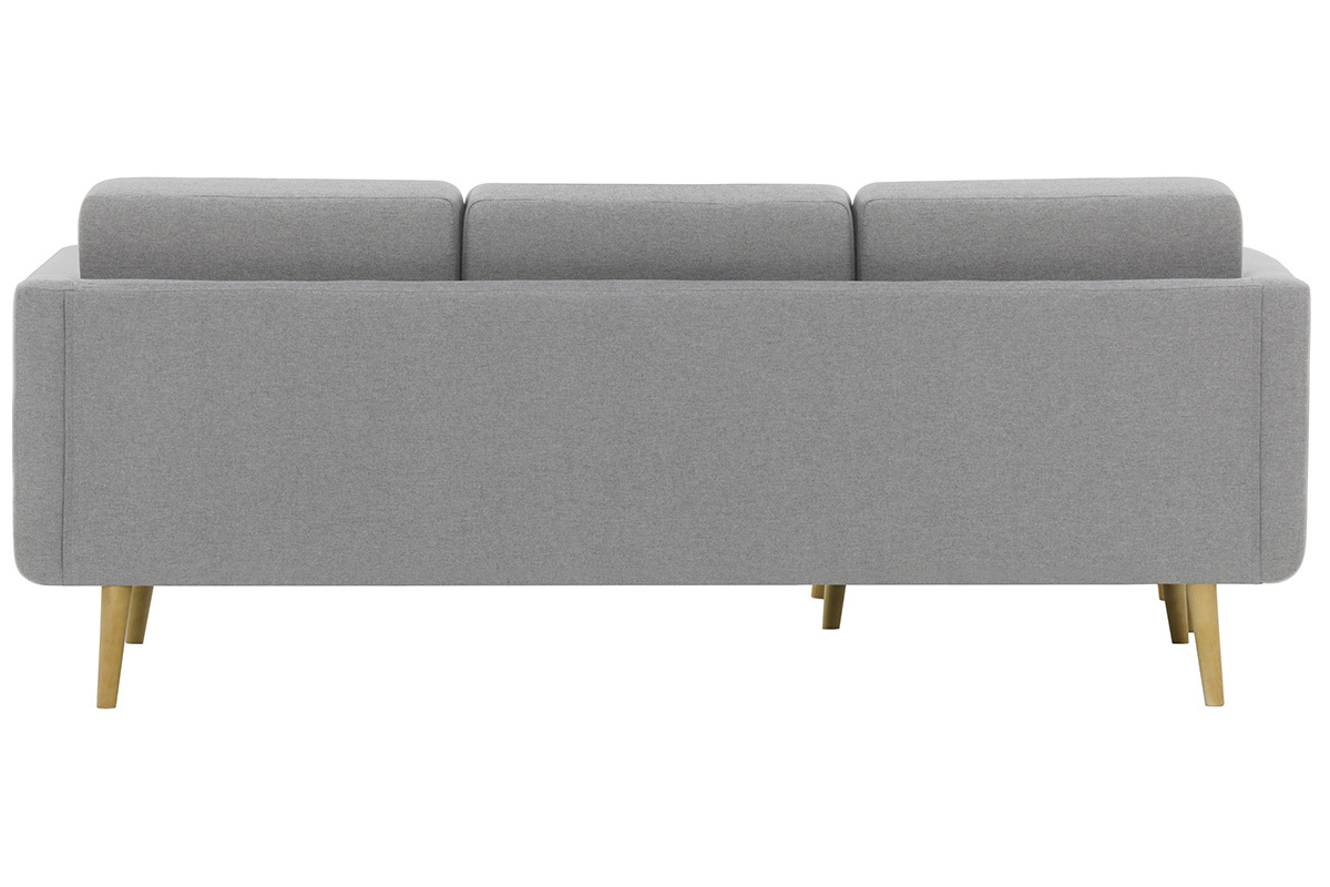 Sof rinconera derecha nrdico en tejido gris claro y madera ELFE