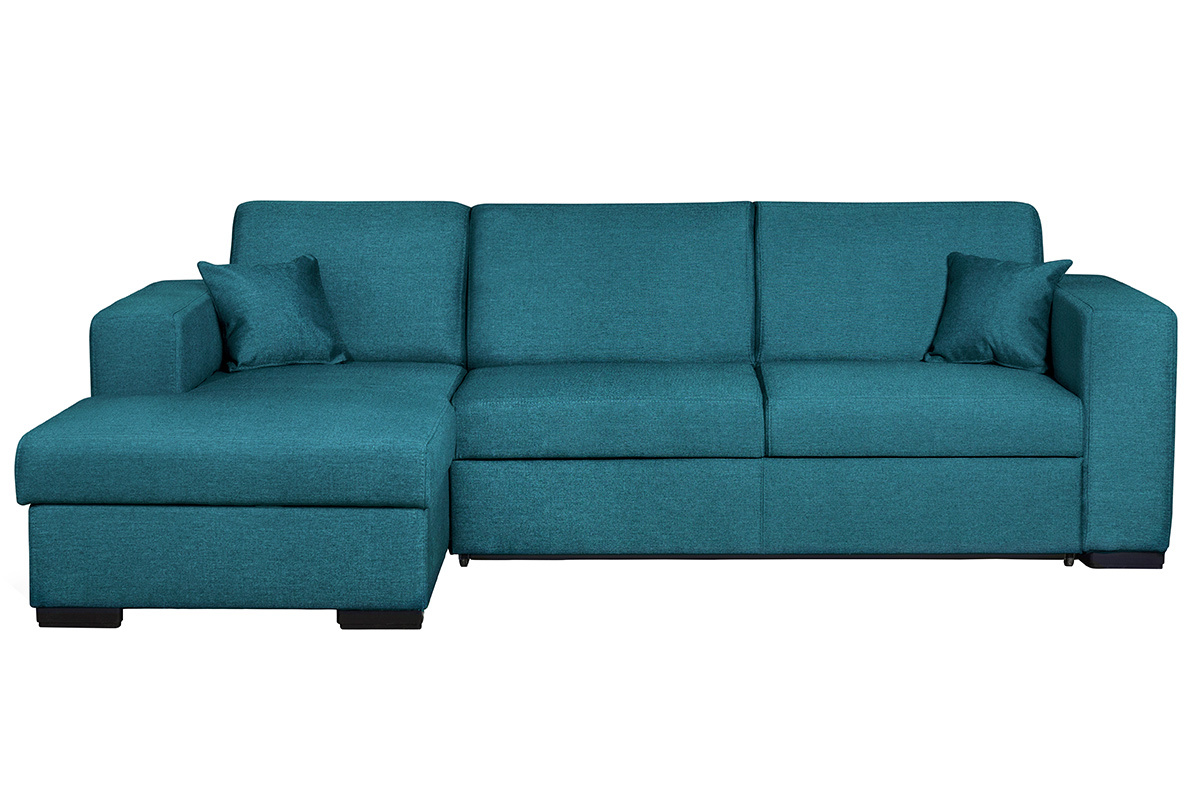 Sof rinconera izquierda convertible con almacenaje azul petrleo PERRY