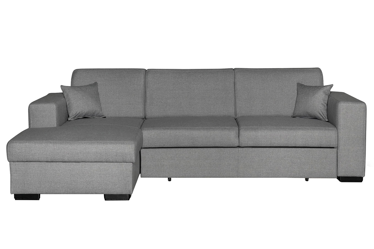 Sof rinconera izquierda convertible con almacenaje gris PERRY