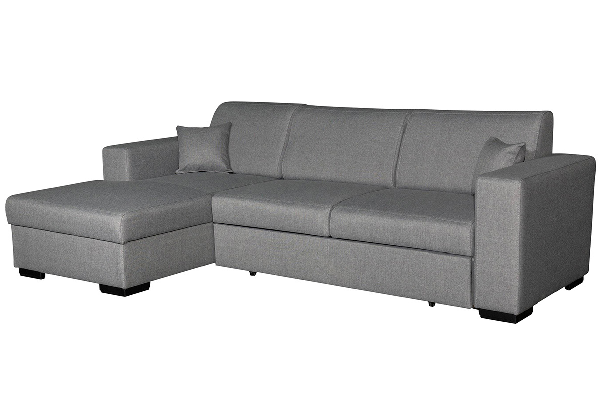 Sof rinconera izquierda convertible con almacenaje gris PERRY