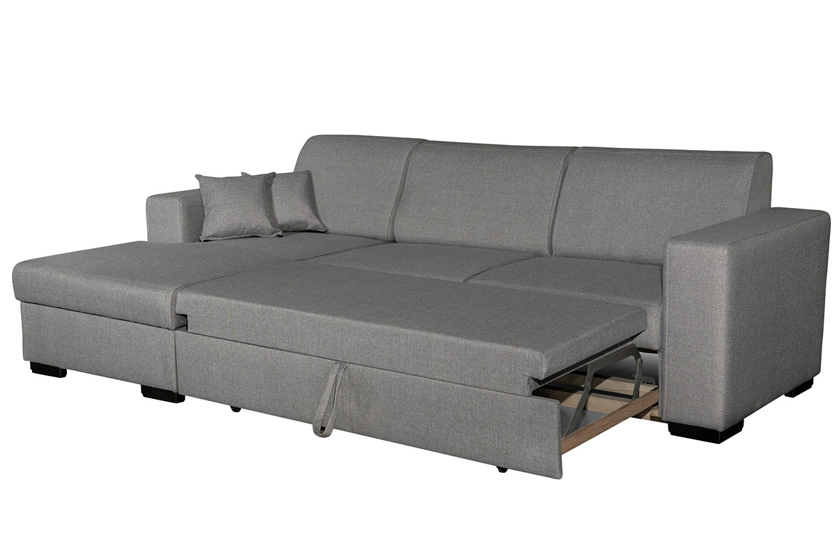 Sof rinconera izquierda convertible con almacenaje gris PERRY