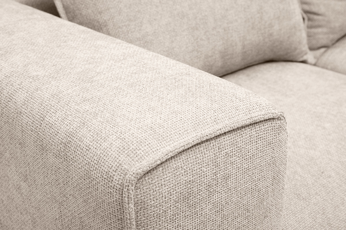Detalle del tejido con efecto terciopelo texturizado beige del sof� esquinero modular KERRY
