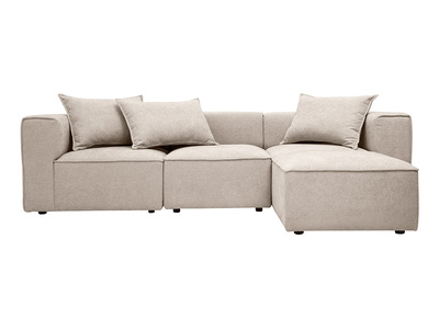 Sof&aacute; rinconera modular de 4 plazas en tejido con efecto terciopelo texturizado beige KERRY
