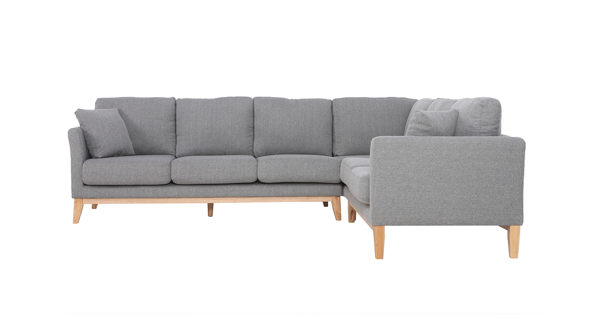 Sofá rinconera nórdico 56 plazas en tejido gris claro OSLO Miliboo