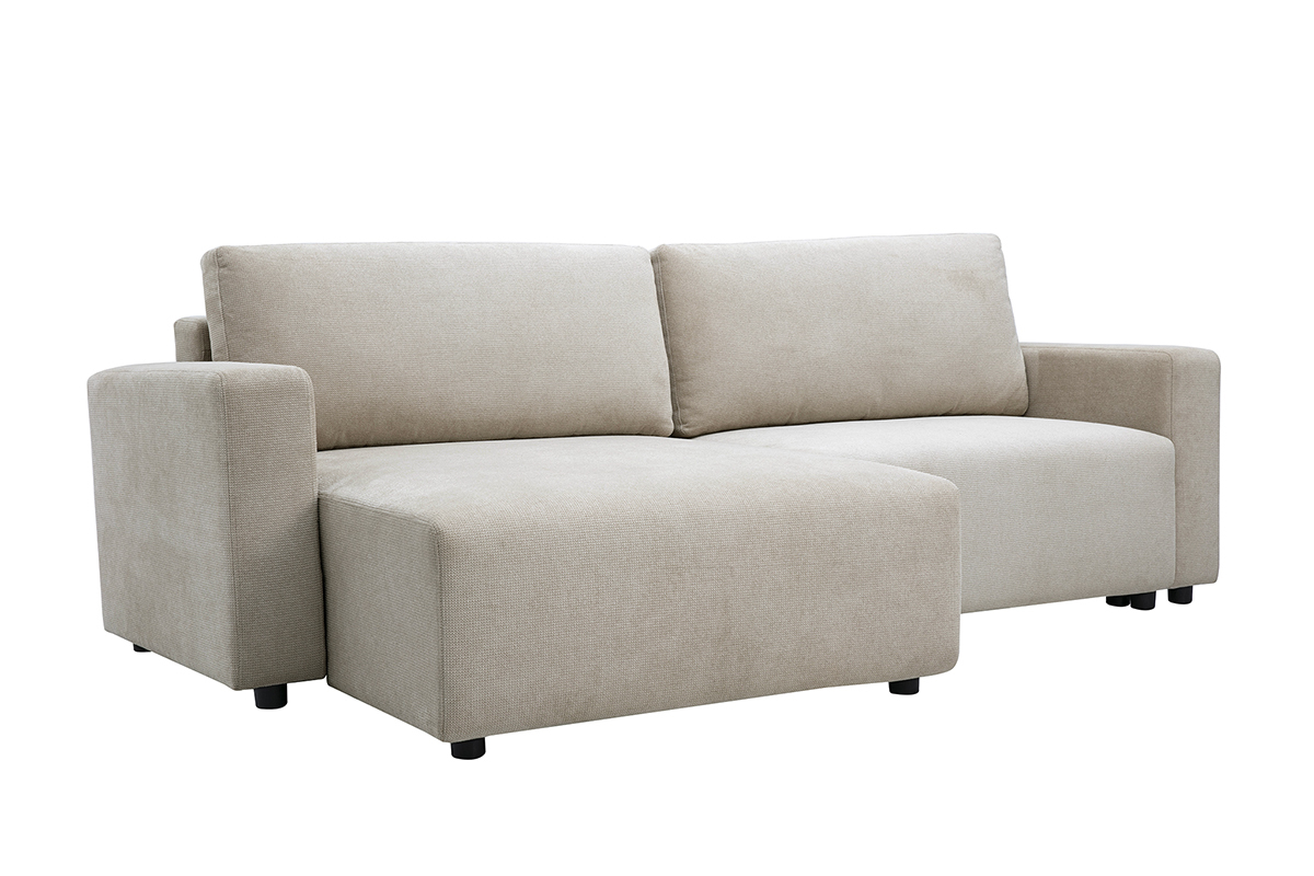 Canap� de esquina convertible reversible en tejido chenilla beige, vista de 3/4