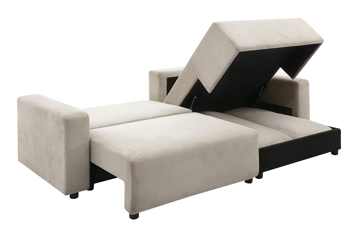 Sof� rinconero convertible reversible con arc�n 3-4 plazas en tejido chenilla beige NESTO