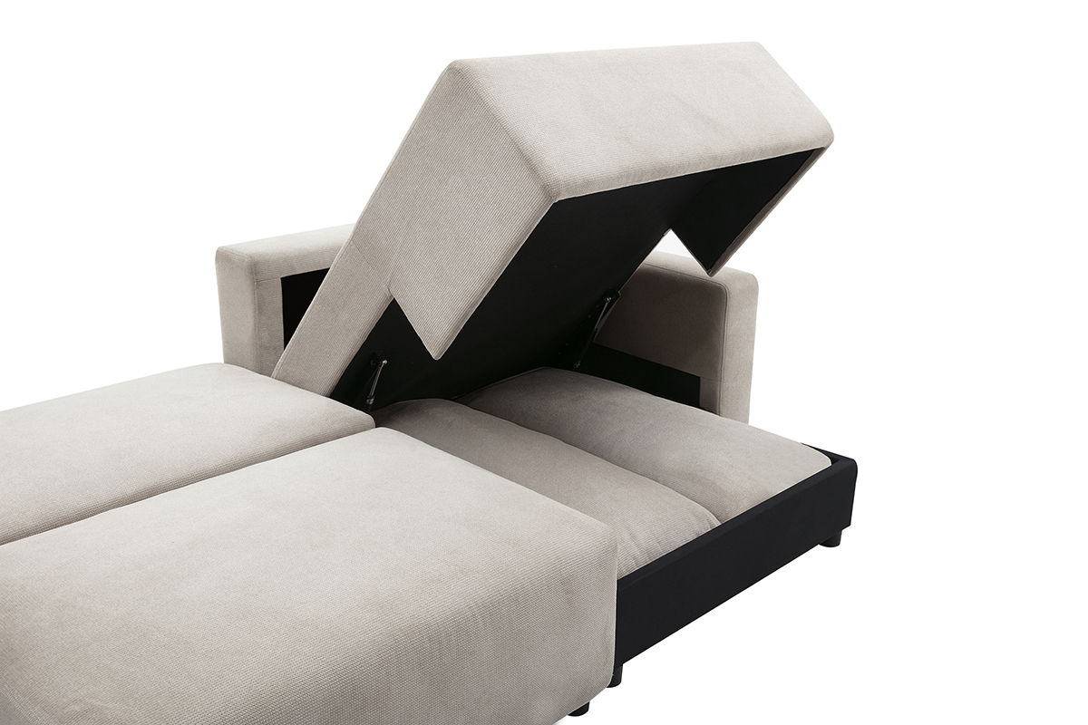 Sof� rinconero convertible reversible con arc�n 3-4 plazas en tejido chenilla beige NESTO