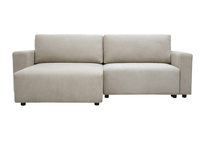 Sof&aacute; rinconero convertible reversible con arc&oacute;n 3-4 plazas en tejido chenilla beige NESTO