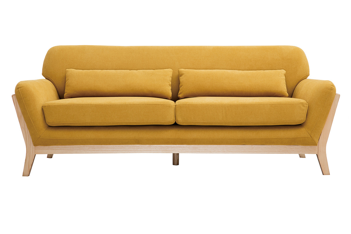 Sof tejido efecto aterciopelado amarillo mostaza 3plazas YOKO