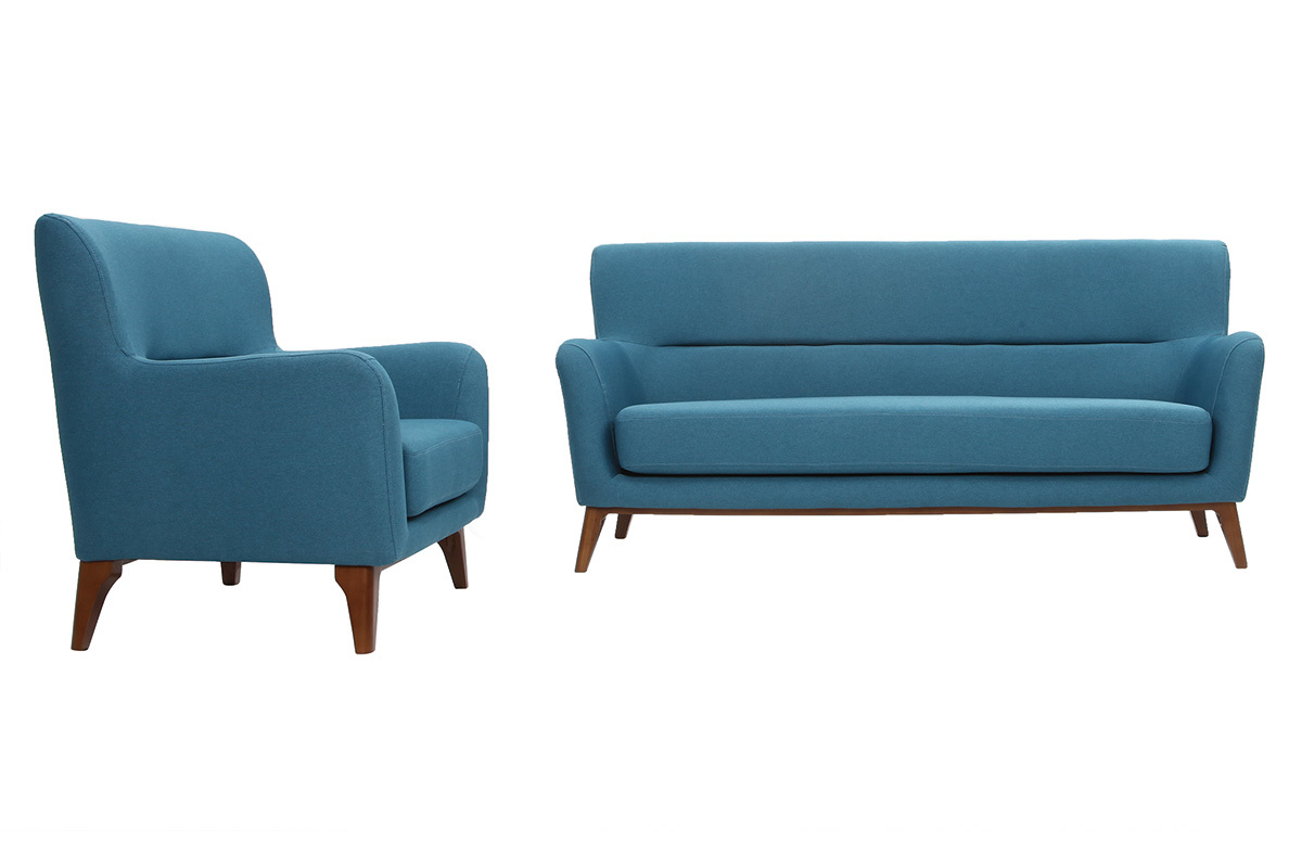 Sof vintage 3 plazas azul petrleo MARKUS