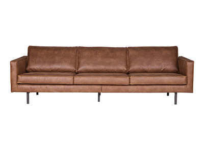 Sofá vintage cuero marrón claro 3 plazas ASPEN - cuero reconstituido - Sofá vintage cuero marrón claro 3 plazas ASPEN - cuero reconstituido
