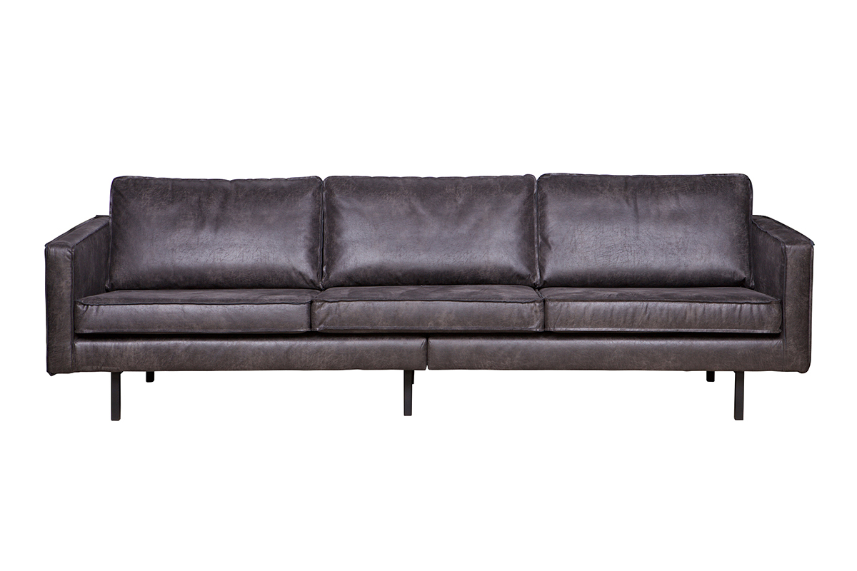 Sof� vintage cuero negro 4 plazas ASPEN - cuero reconstituido