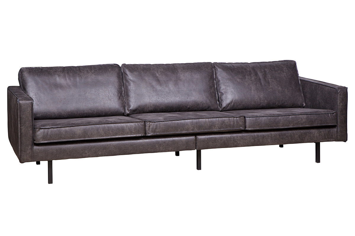 Sof� vintage cuero negro 4 plazas ASPEN - cuero reconstituido