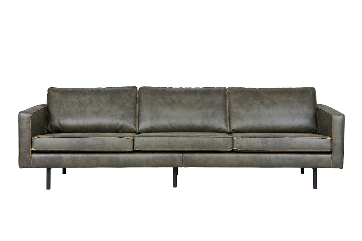 Sof vintage cuero verde oscuro 4 plazas ASPEN - cuero reconstituido