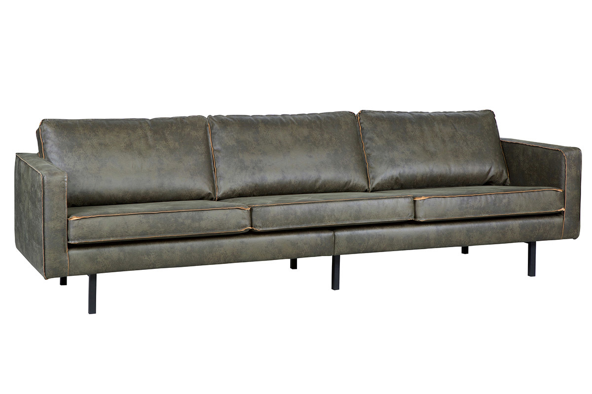 Sof vintage cuero verde oscuro 4 plazas ASPEN - cuero reconstituido