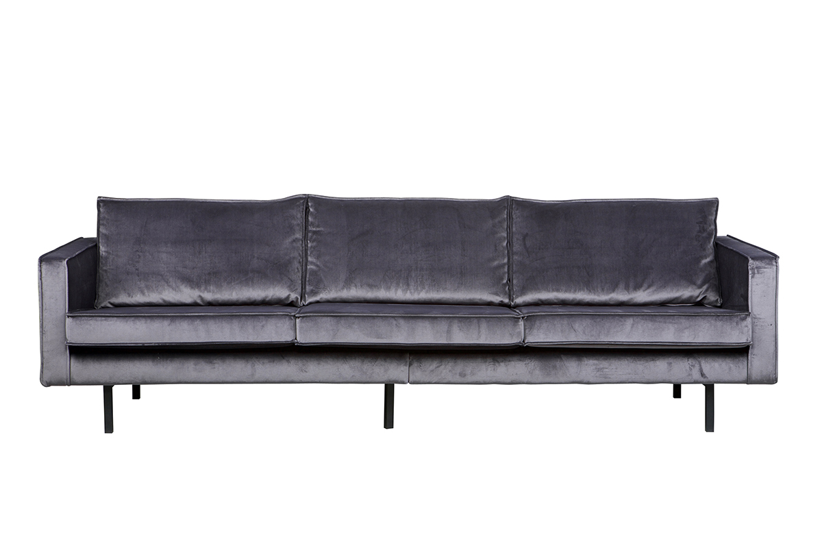 Sof vintage terciopelo gris  4 plazas ASPEN