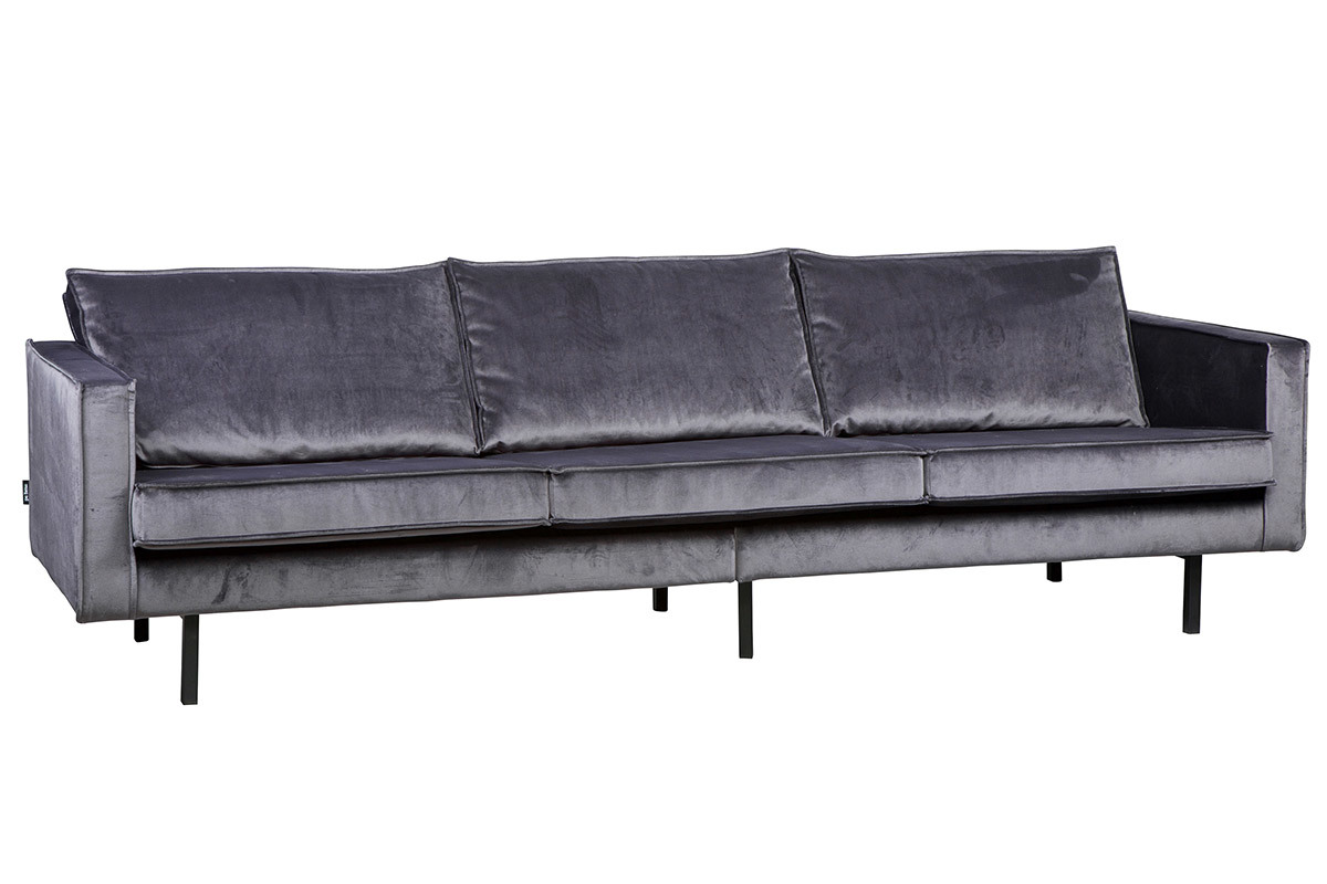 Sof vintage terciopelo gris  4 plazas ASPEN