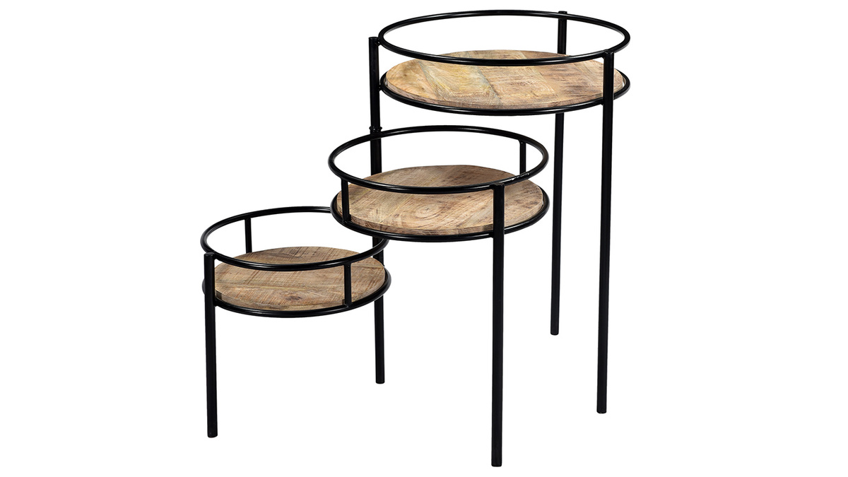 Soporte para plantas modulable en metal y mango THREE