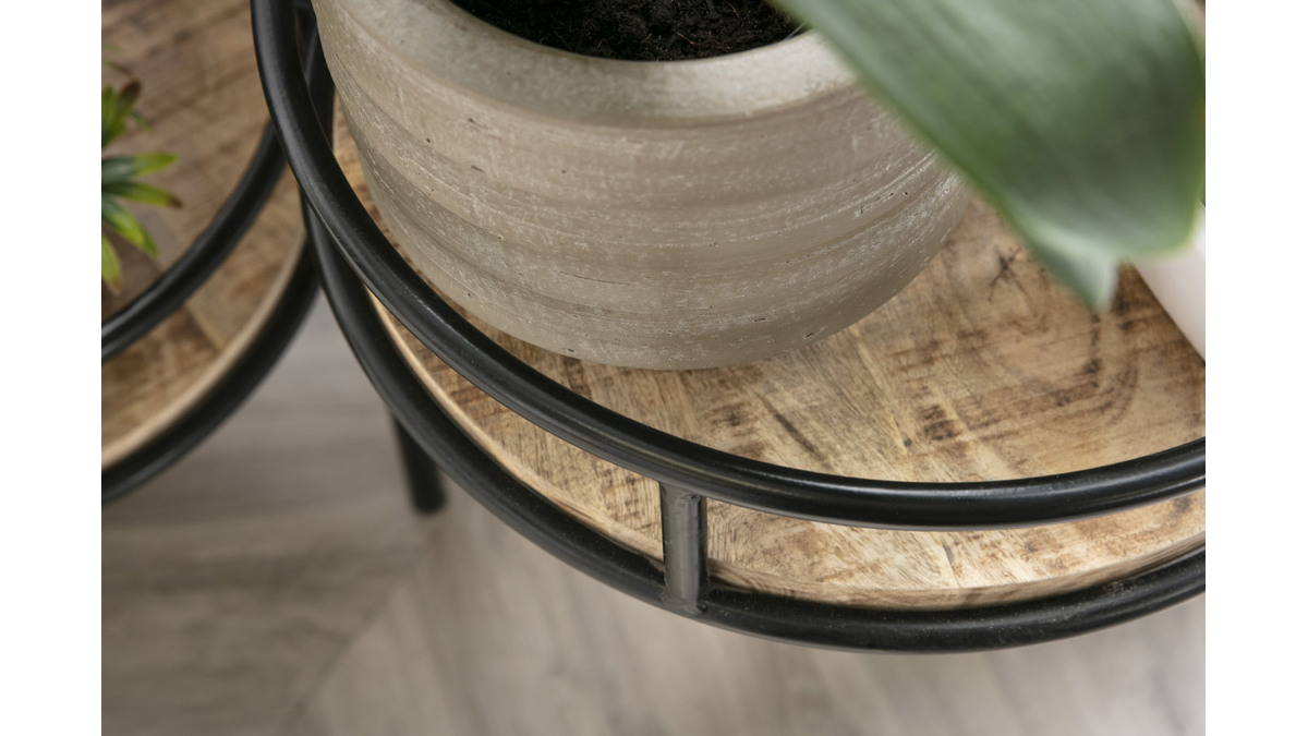 Soporte para plantas modulable en metal y mango THREE