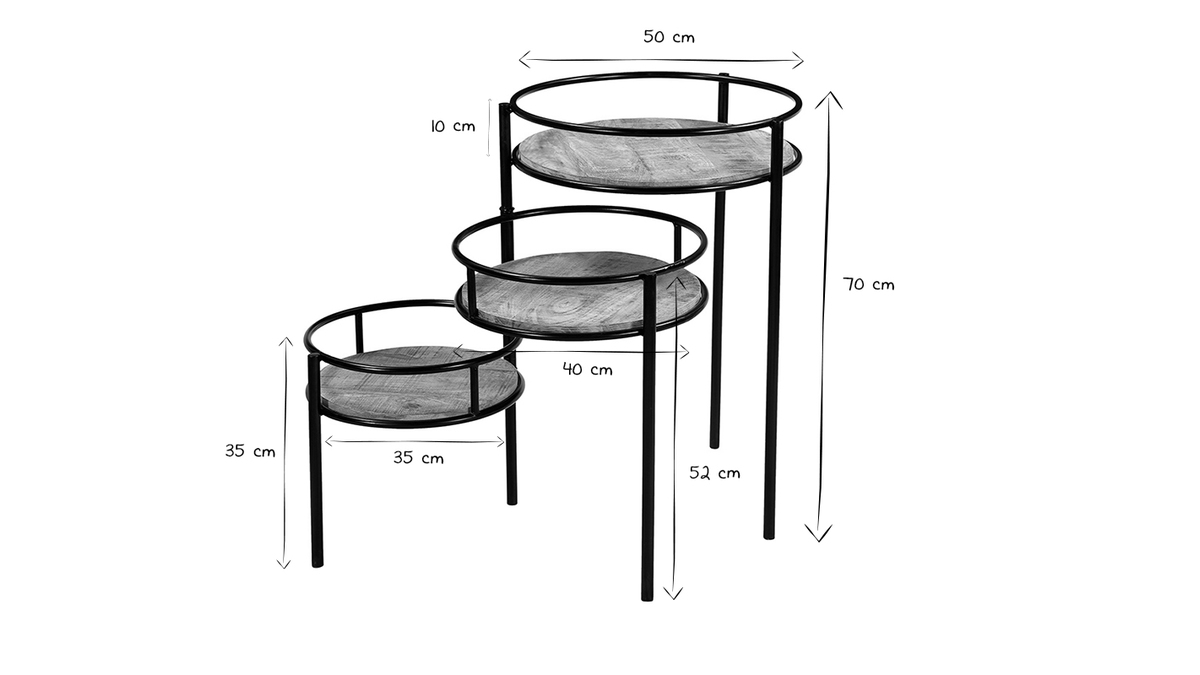 Soporte para plantas modulable en metal y mango THREE