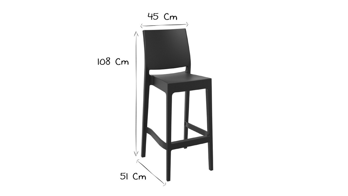 Taboretes de bar aoilables 75 cm color negro (lote de 4) CALAO