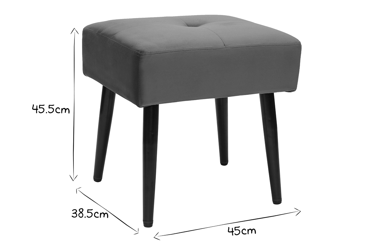 Taburete bajo de tejido efecto aterciopelado texturizado terracota y metal negro 46 cm GUESTA