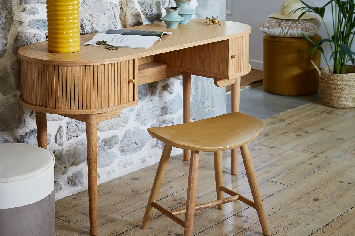 Taburete bajo madera oscura H46.5 DEMORY