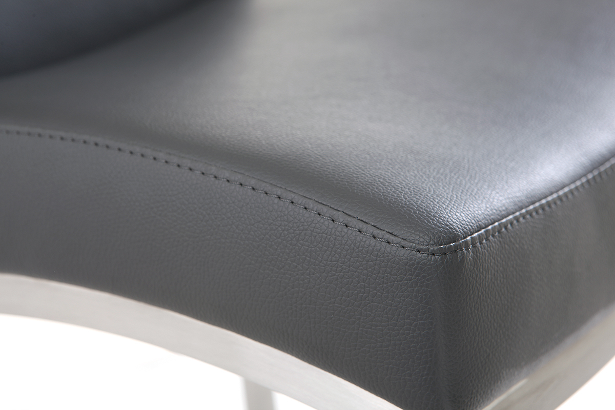 Taburete de bar aluminio cepillado PU gris oscuro 66cm  lote de dos OLLY